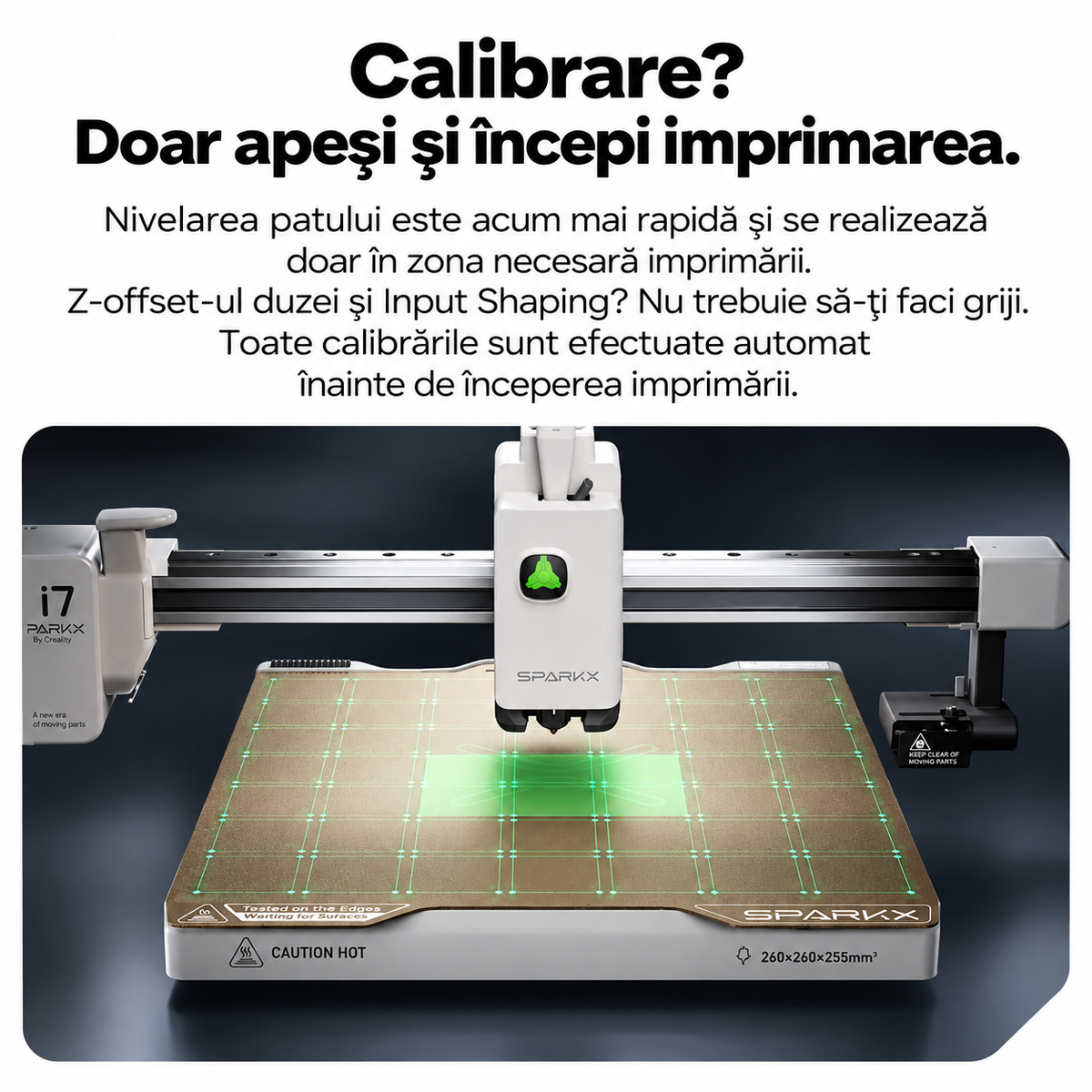 Creality SPARKX i7 cu calibrare automată, nivelare inteligentă a patului și Z-offset automat