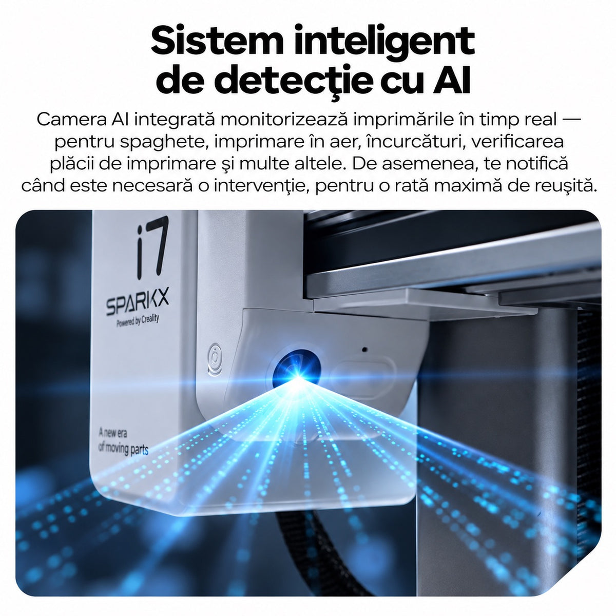 Creality SPARKX i7 cu cameră AI pentru detectarea erorilor și monitorizarea imprimării 3D în timp real