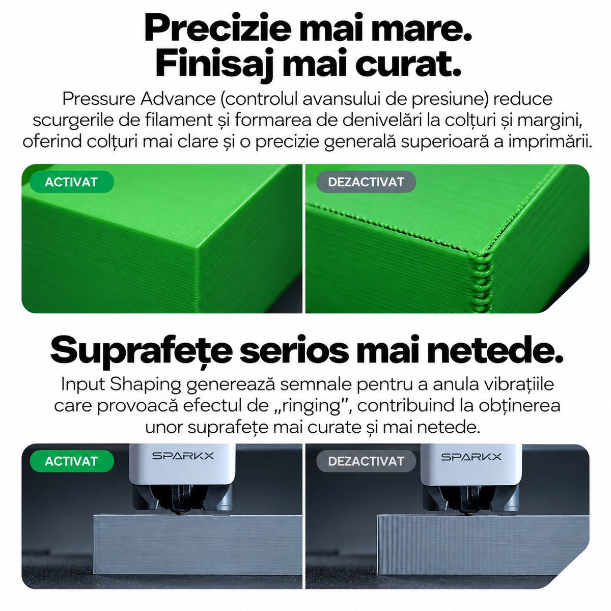 Creality SPARKX i7 cu Pressure Advance și Input Shaping pentru imprimare 3D precisă și suprafețe netede