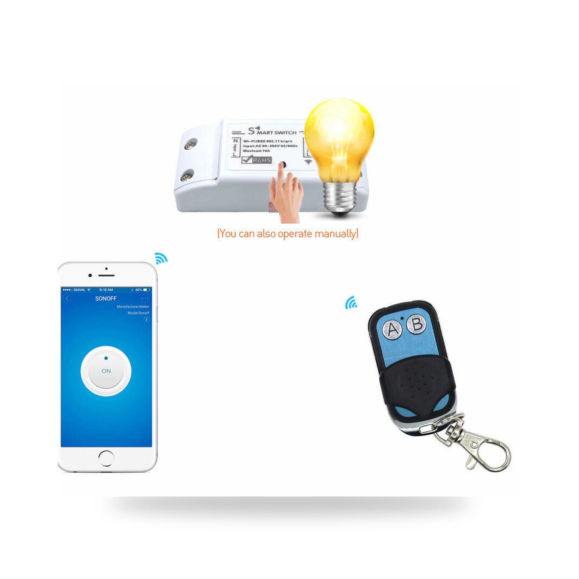 Tuya Întrerupător inline + telecomandă RF — Smart switch WiFi