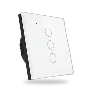 Tuya Întrerupător touch 3 butoane WiFi — Smart wall switch din sticlă